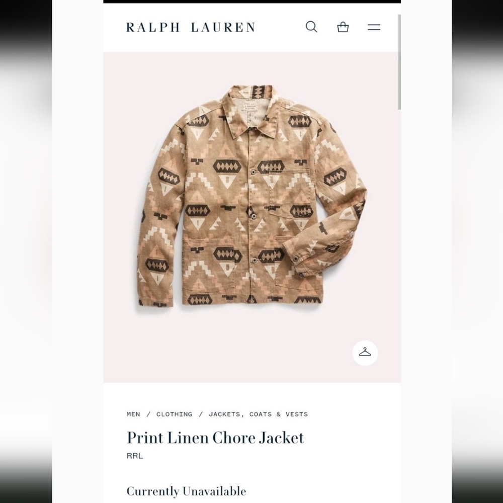 RARE Double Ralph Lauren RRL Chore Jacket Oakham Motif Print Japanese Linen - Picture 8 of 10